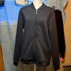 Perry Ellis Ribbed  Grey Zipper Jacket size medium